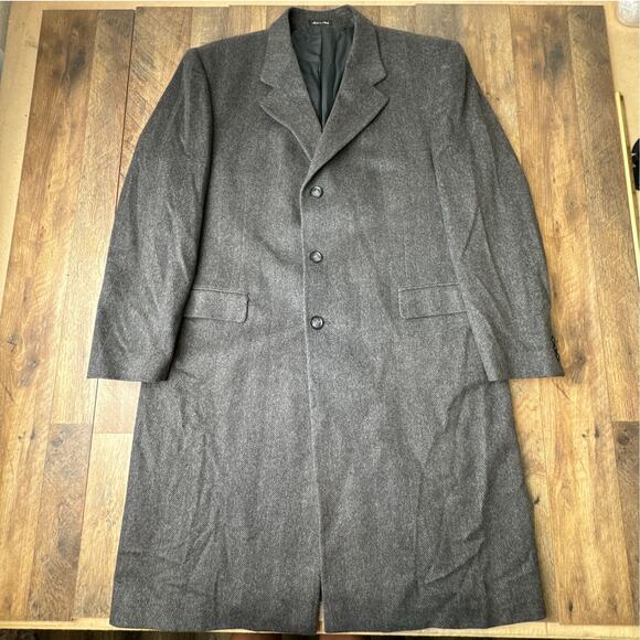 Ermenegildo Zegna Jacket Coat Men's XL 58 Gray Tweed 100% Cashmere Italy Made - Picture 1 of 16